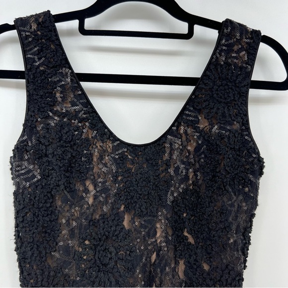 Dress the Population Carole Black Sequin and Lace Cocktail Sheath Dress Size M - Picture 6 of 13